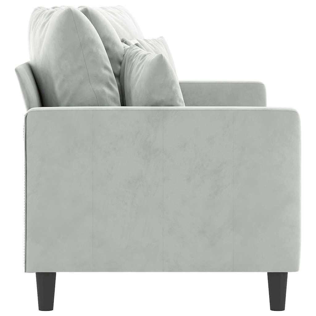 Light Gray Velvet 2-Seater Sofa J180