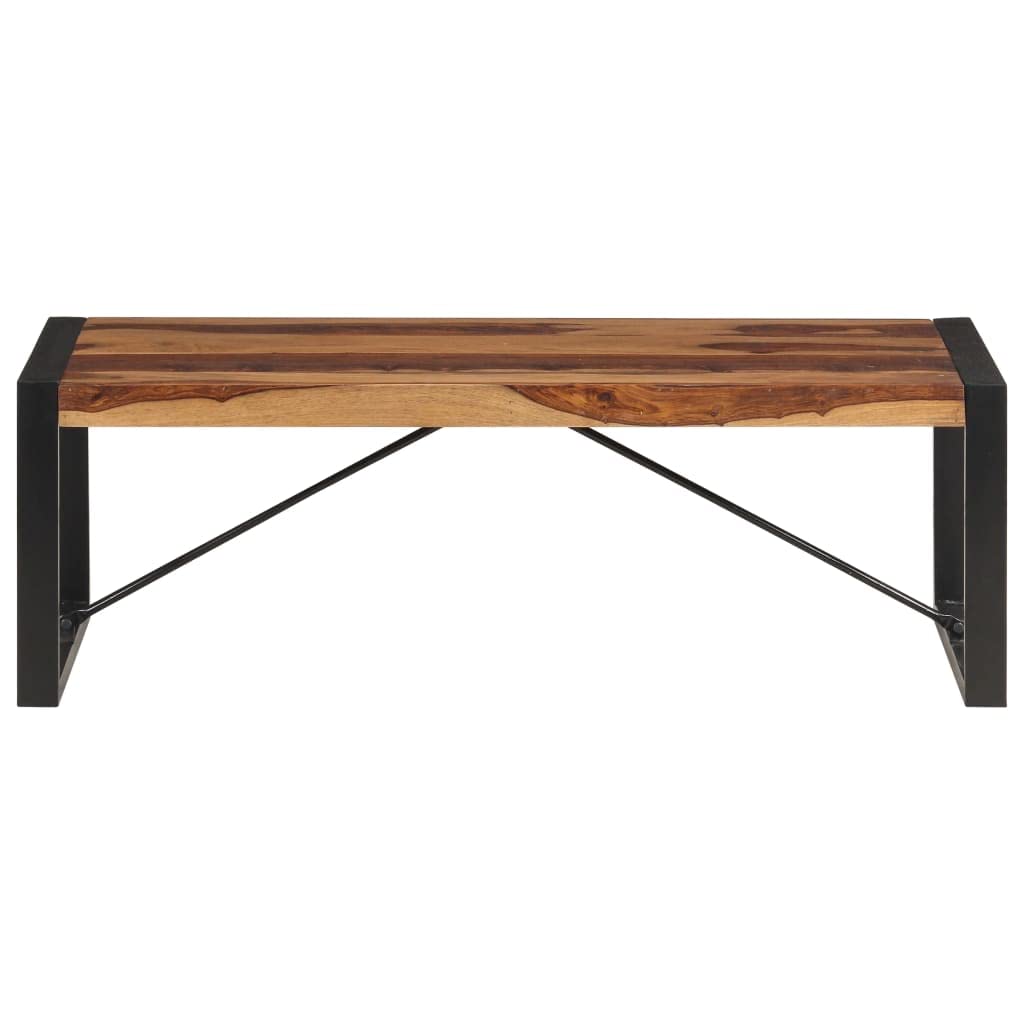 Brown Solid Sheesham Wood Coffee Table with Steel Legs H46627