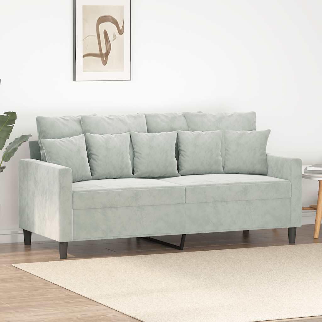 Light Gray Velvet 2-Seater Sofa J180