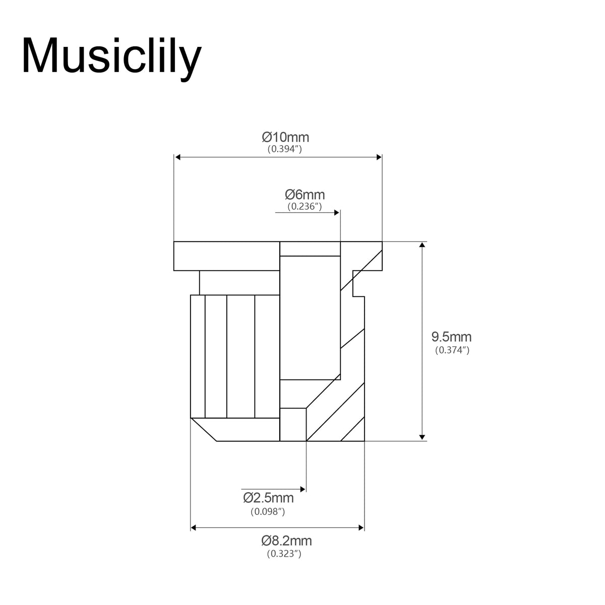 Guitar String Ferrules, Black (Set of 6) U4491