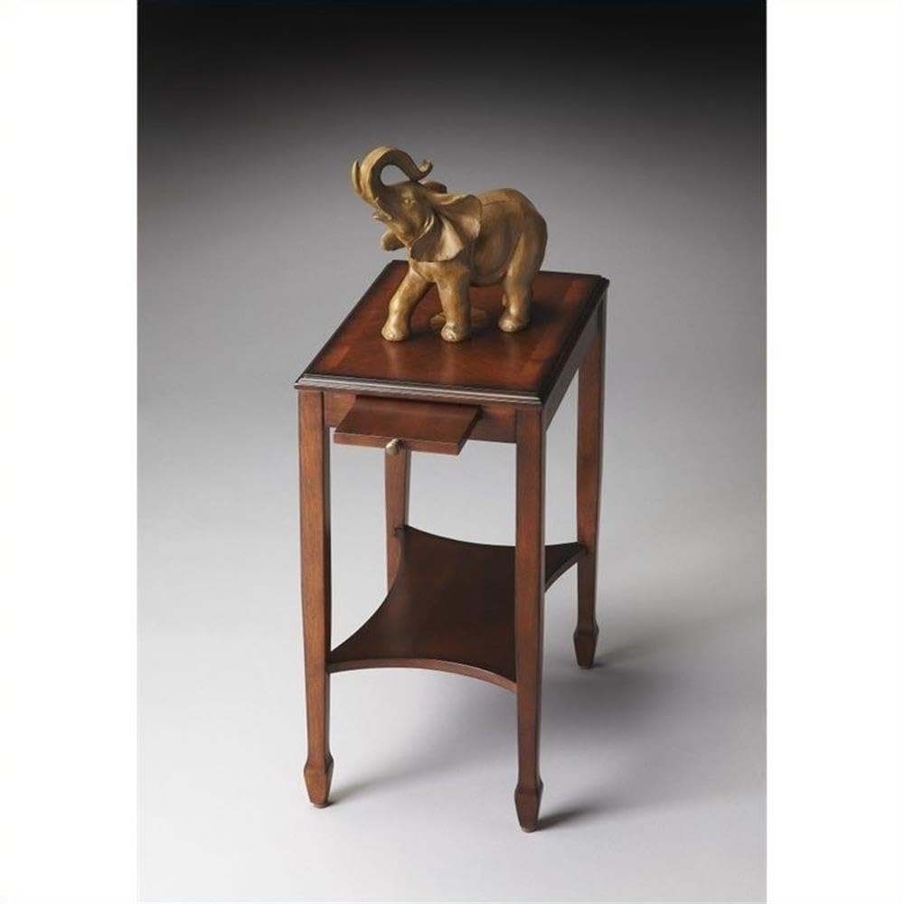 Traditional Rectangular Wood Side Table with Pull-Out Tray Q13922