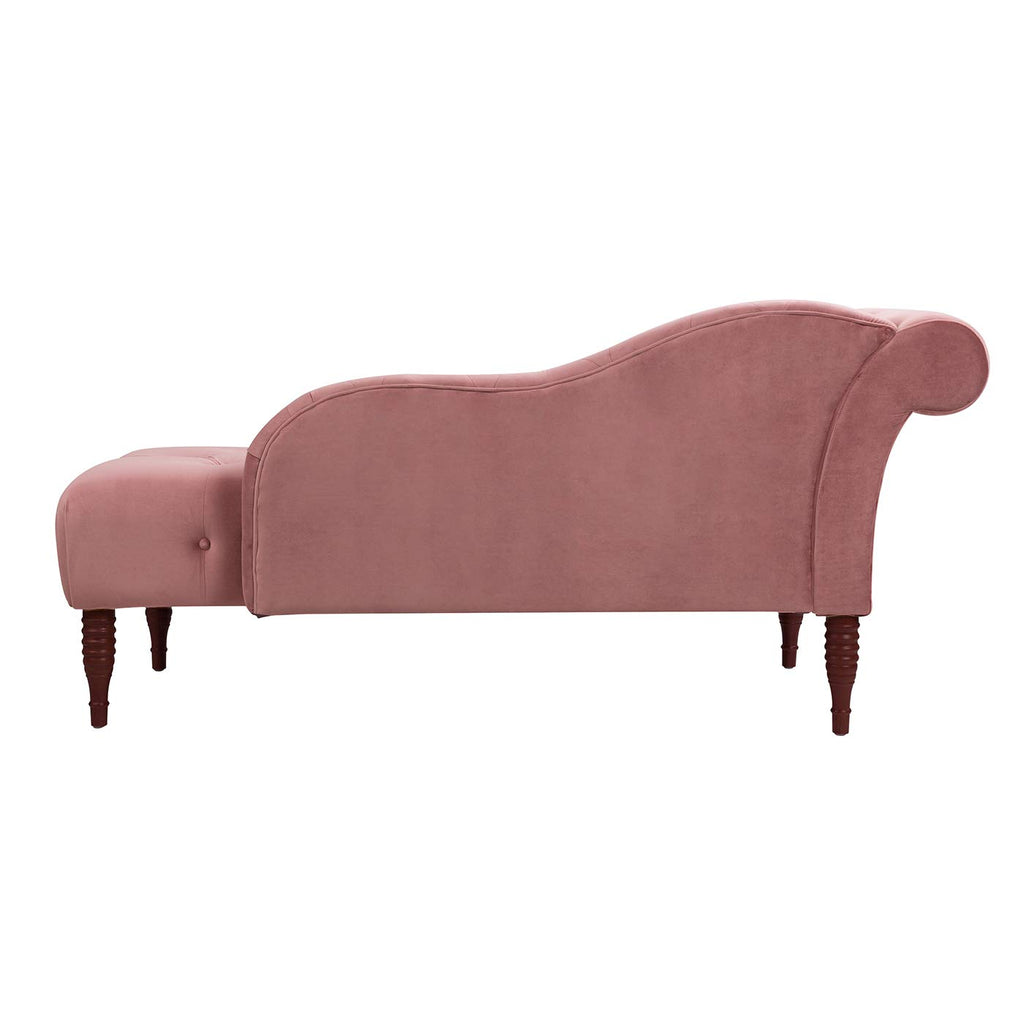 Ash Rose Pink Velvet Tufted Roll Arm Chaise Lounge E623
