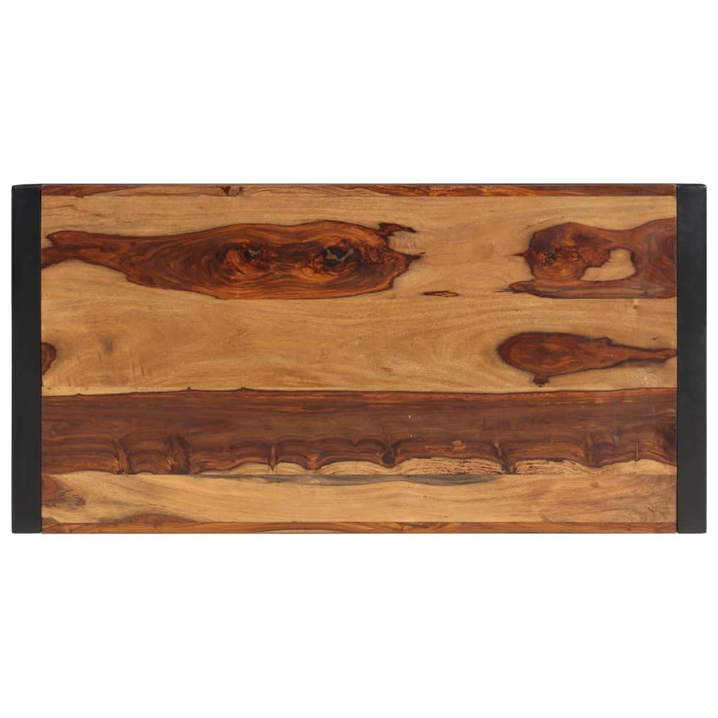 Brown Solid Sheesham Wood Coffee Table with Steel Legs H46627