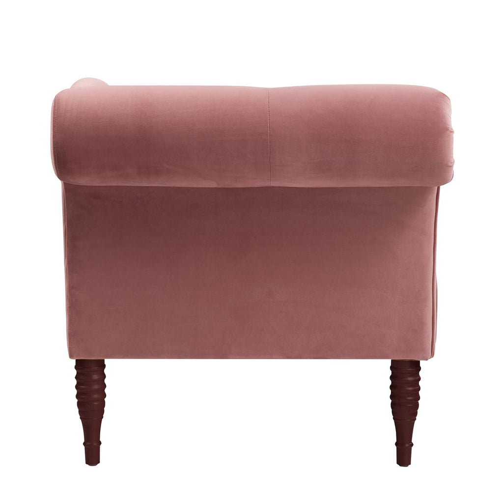 Ash Rose Pink Velvet Tufted Roll Arm Chaise Lounge E623