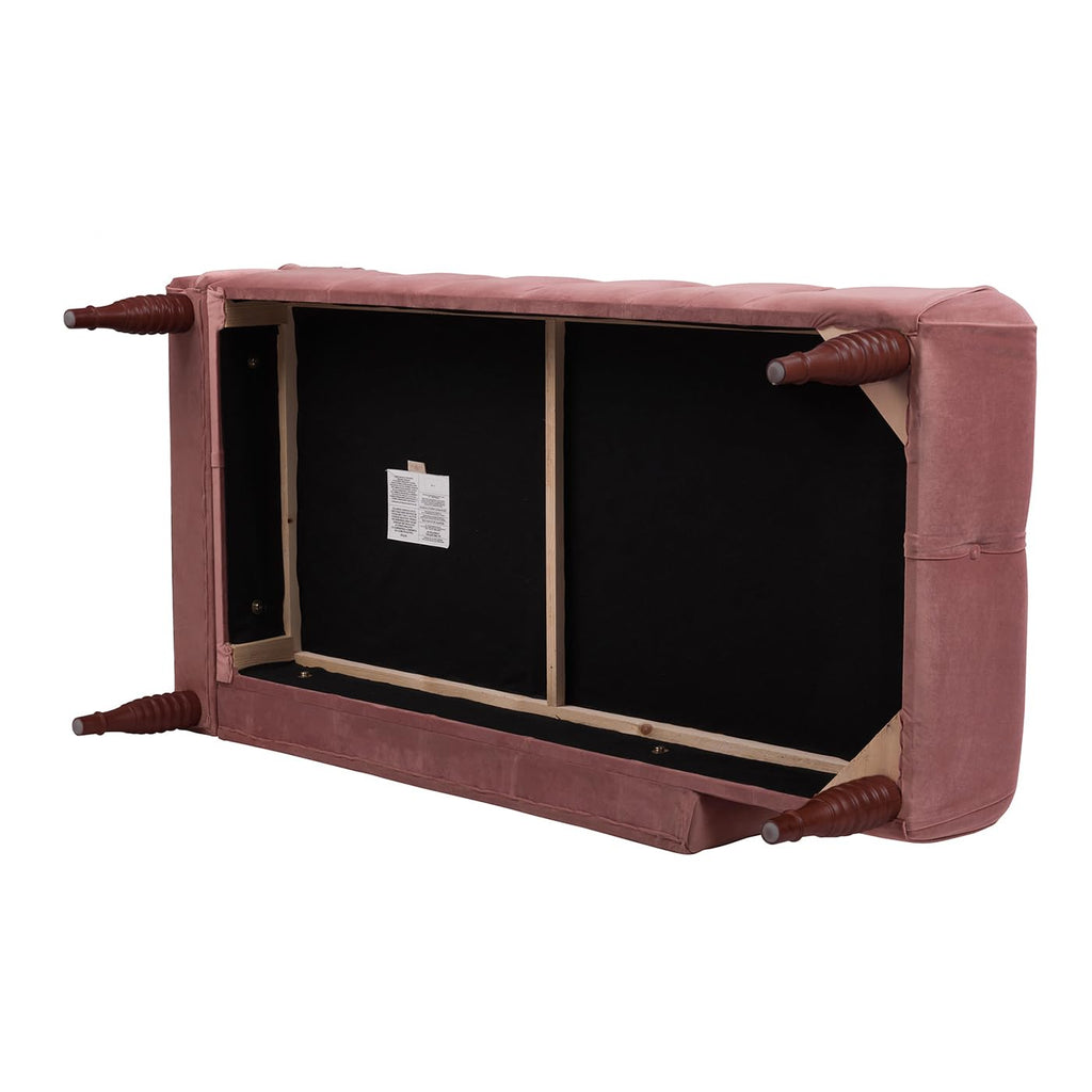 Ash Rose Pink Velvet Tufted Roll Arm Chaise Lounge E623