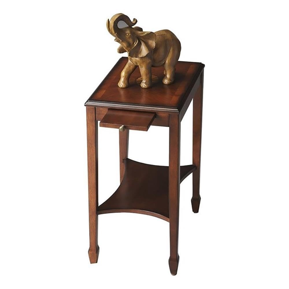 Traditional Rectangular Wood Side Table with Pull-Out Tray Q13922
