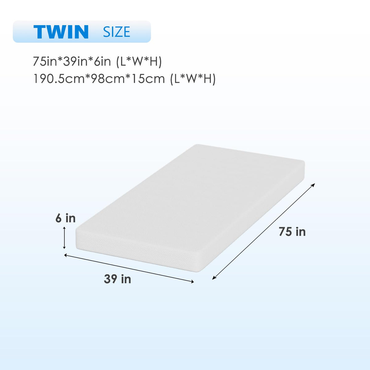 6 Inch Green Tea Cooling Gel Memory Foam Twin Mattress X1346