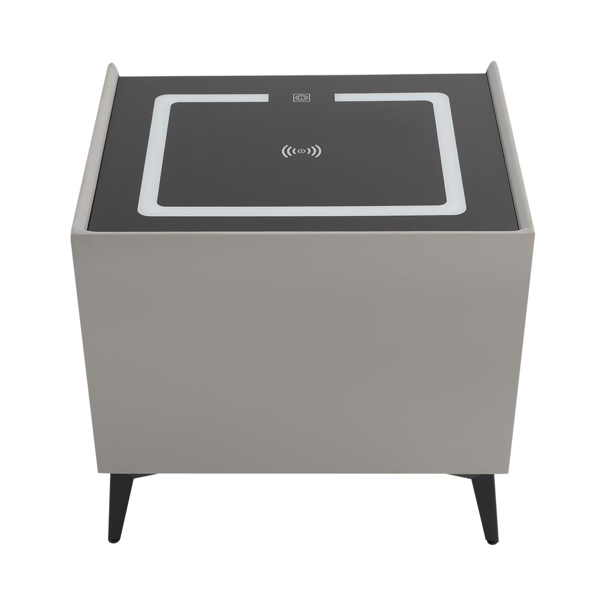 Light Gray 2 Drawer LED Nightstand with Wireless Charging A834