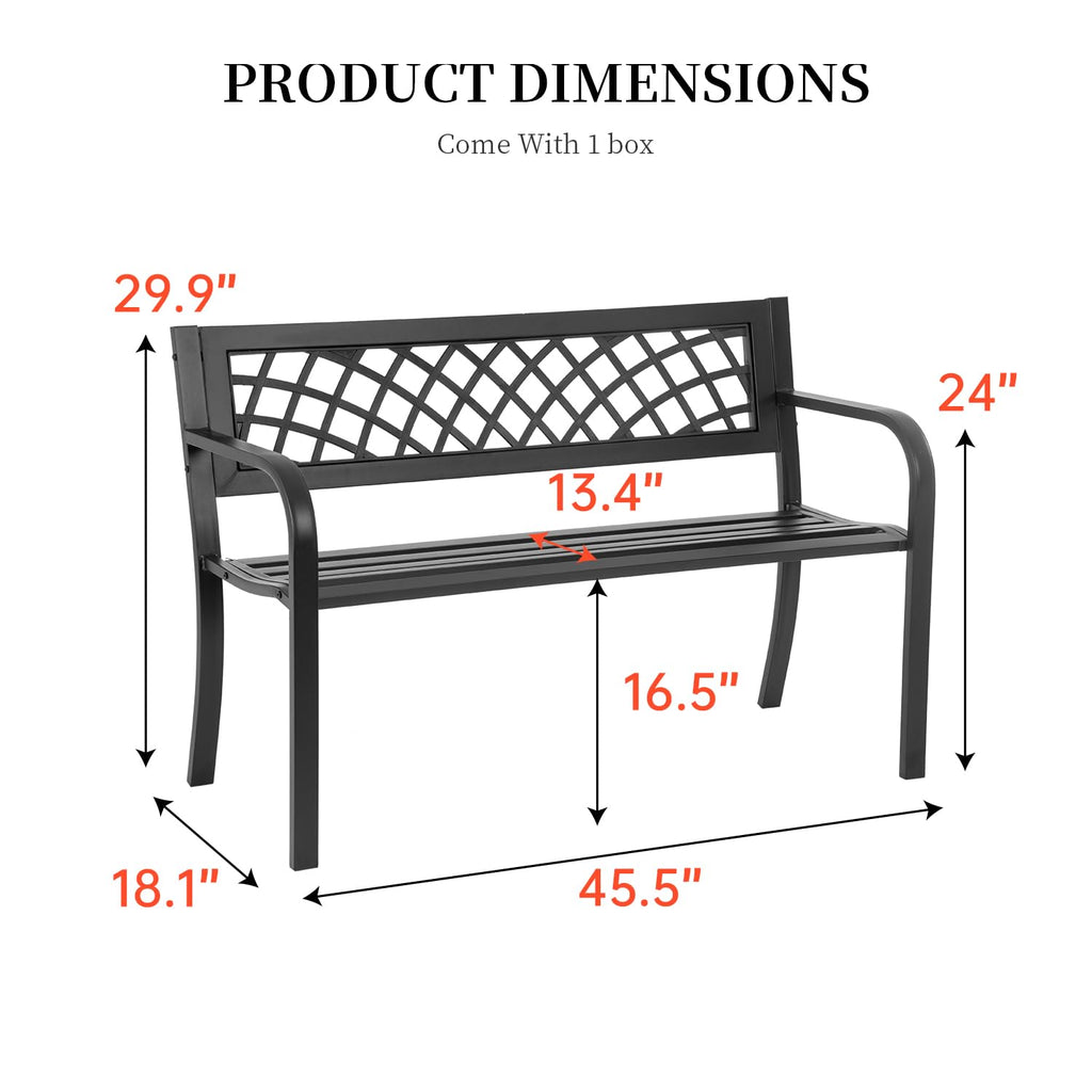 Black Outdoor Garden Bench O353