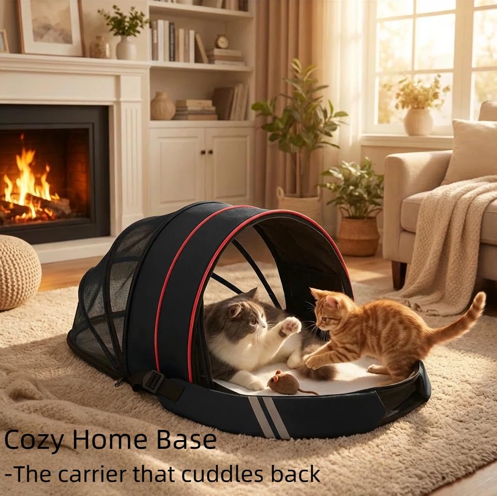 Expandable Dog Backpack Carrier with Breathable Front Opening-Black N6426