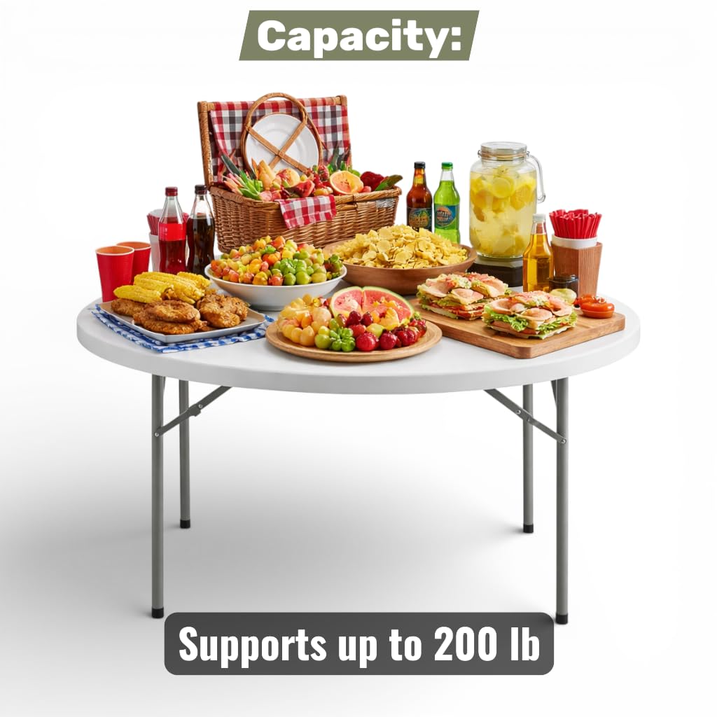 6 Ft Round Bi-Fold Folding Table with 10 Chairs W334694
