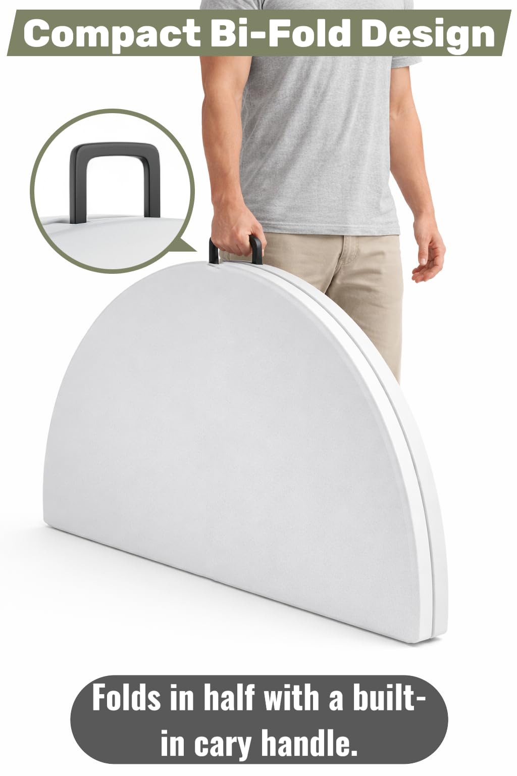 6 Ft Round Bi-Fold Folding Table with 10 Chairs W334694
