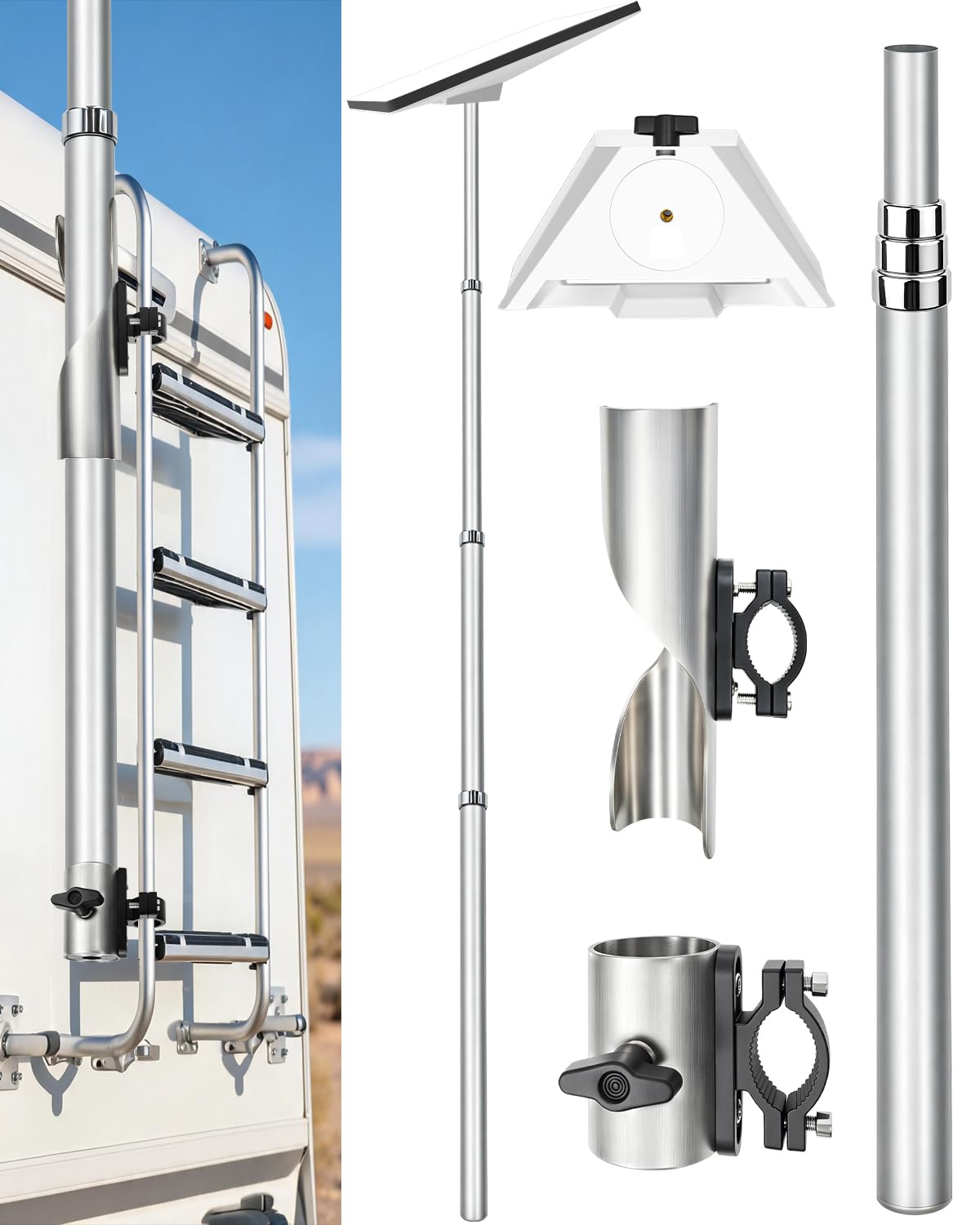Adjustable Telescoping Flag Pole Mount Kit with Adapter E613580