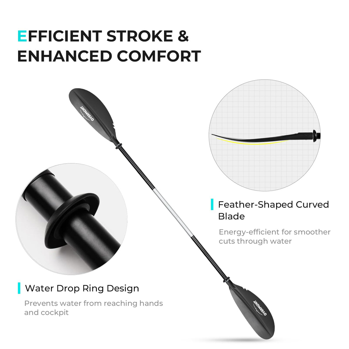 Heavy Duty Aluminum Alloy Kayak Paddles with Leash I8122