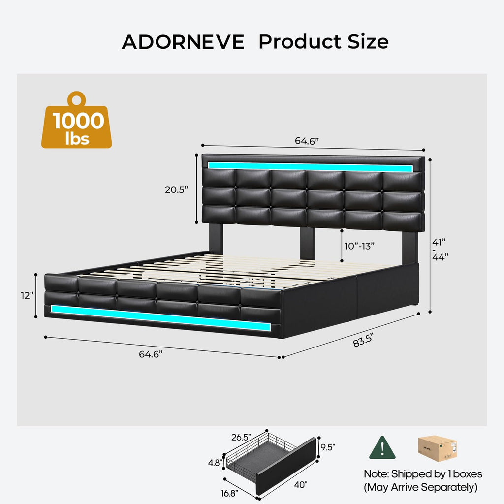 Queen Bed Frame with 4 Storage Drawers M504327