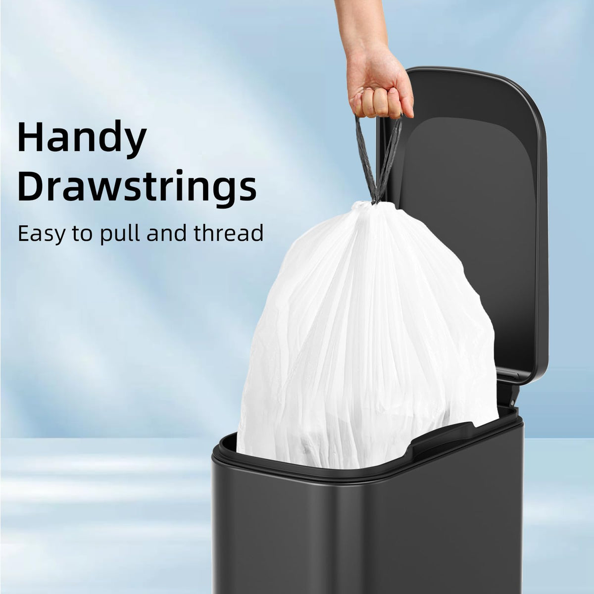 1.6 Gallon Mini Drawstring Trash Bags, 120 Counts White Trash Bin Liners L486