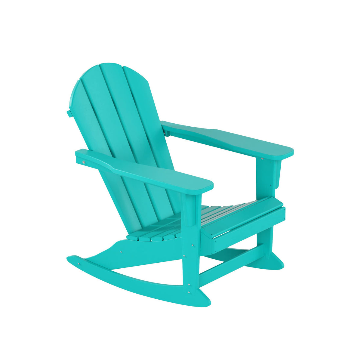 HDPE Turquoise Poly Adirondack Rocking Chair 3-Piece Set with Side Table R104915