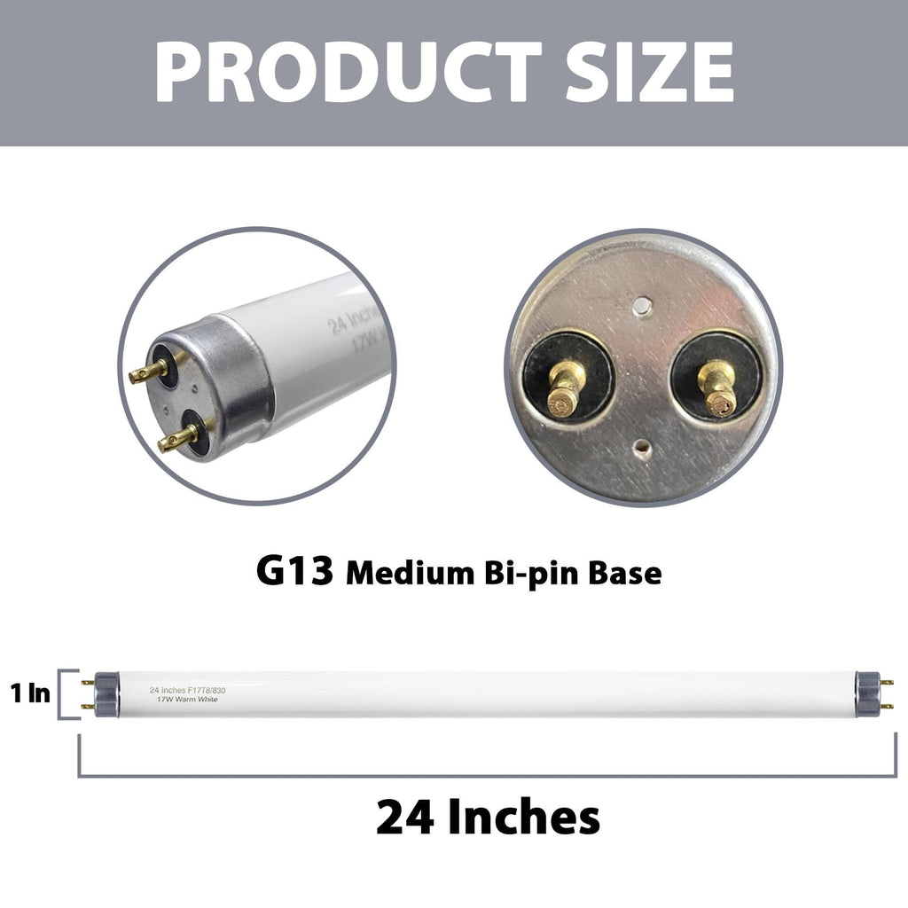 24 inch Warm White Fluorescent Tube Light 8 Pack H193