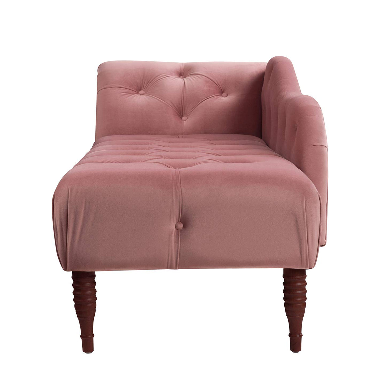 Ash Rose Pink Velvet Tufted Roll Arm Chaise Lounge E623