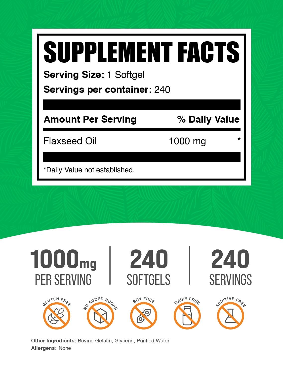 Flaxseed Oil 1000mg Softgels 240 Count M354
