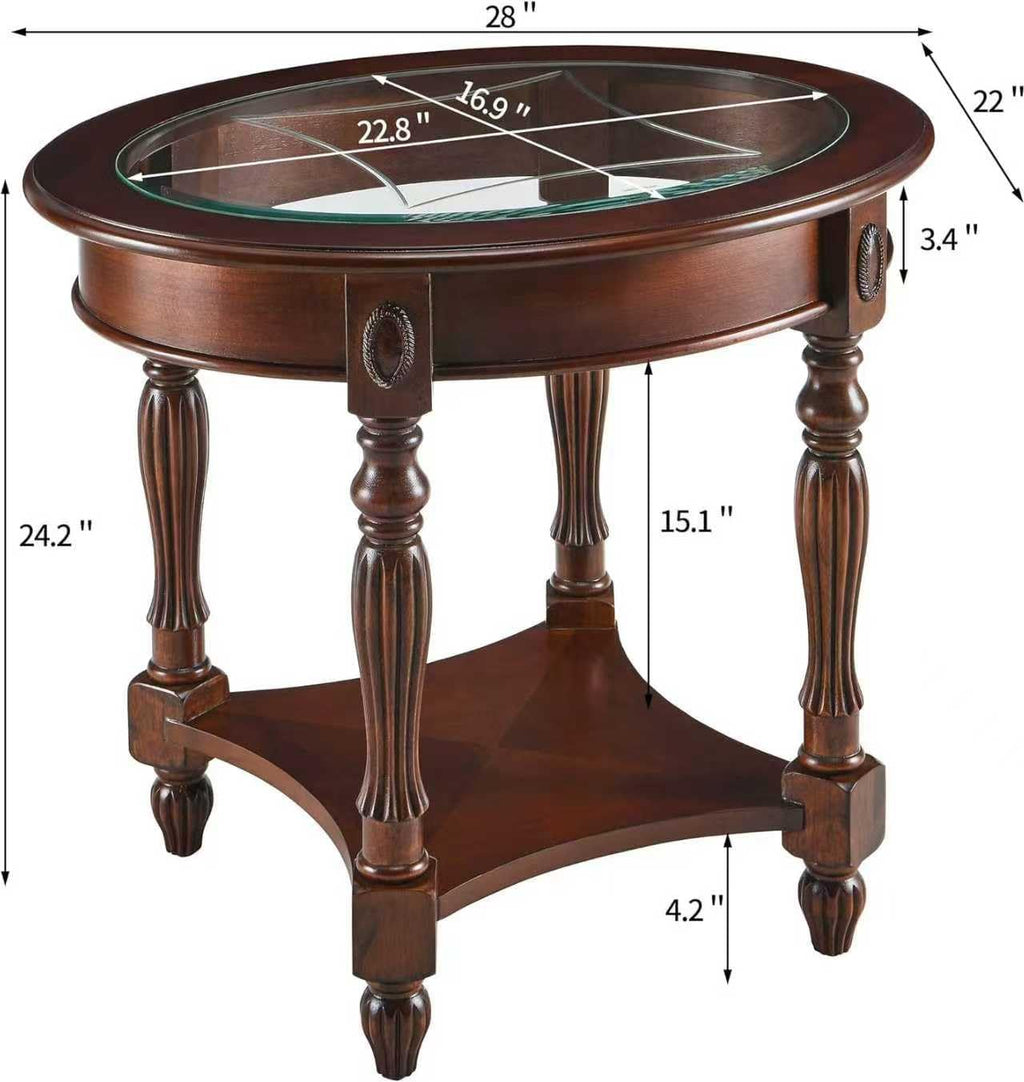 Solid Wood Oval End Table V7837