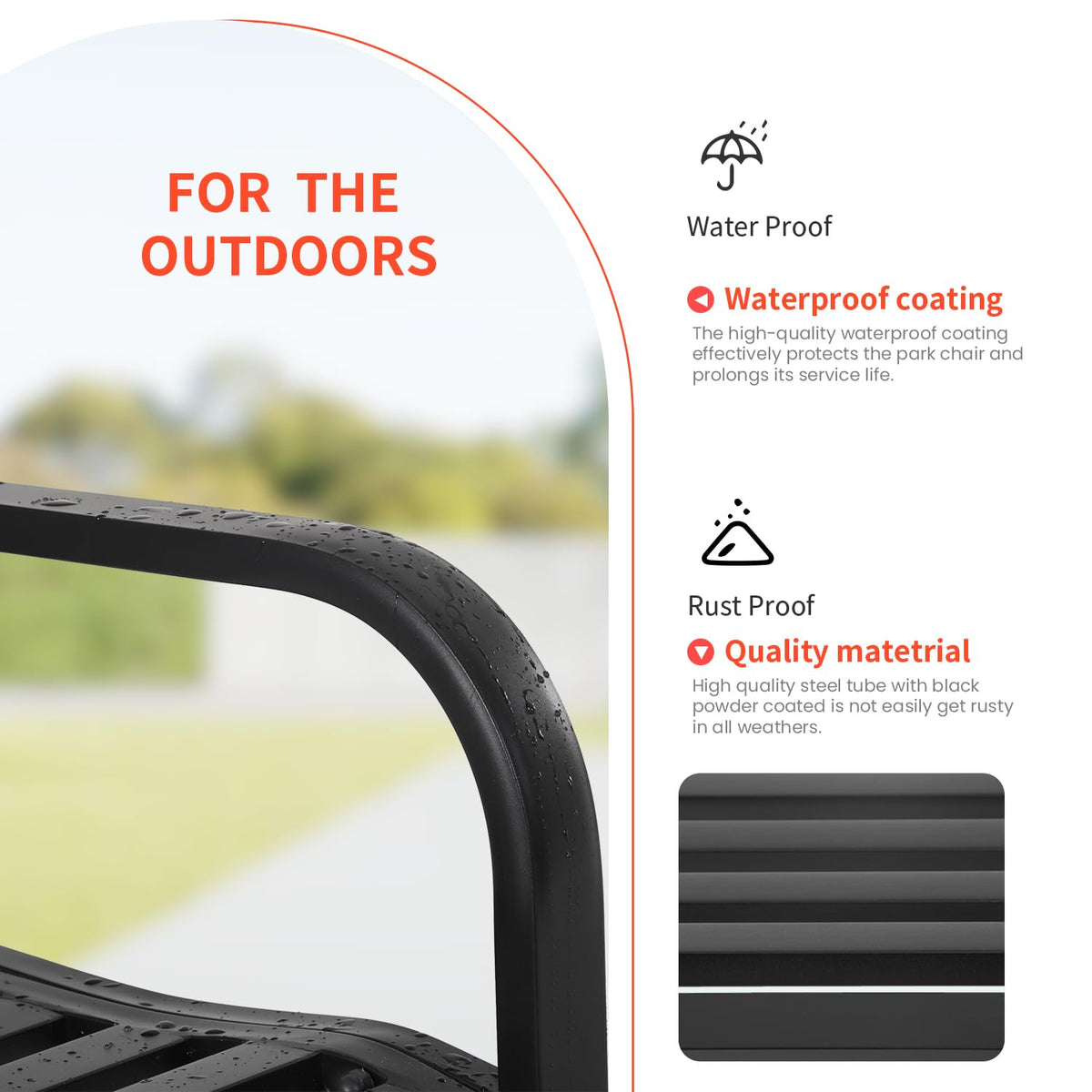 Black Outdoor Garden Bench O353