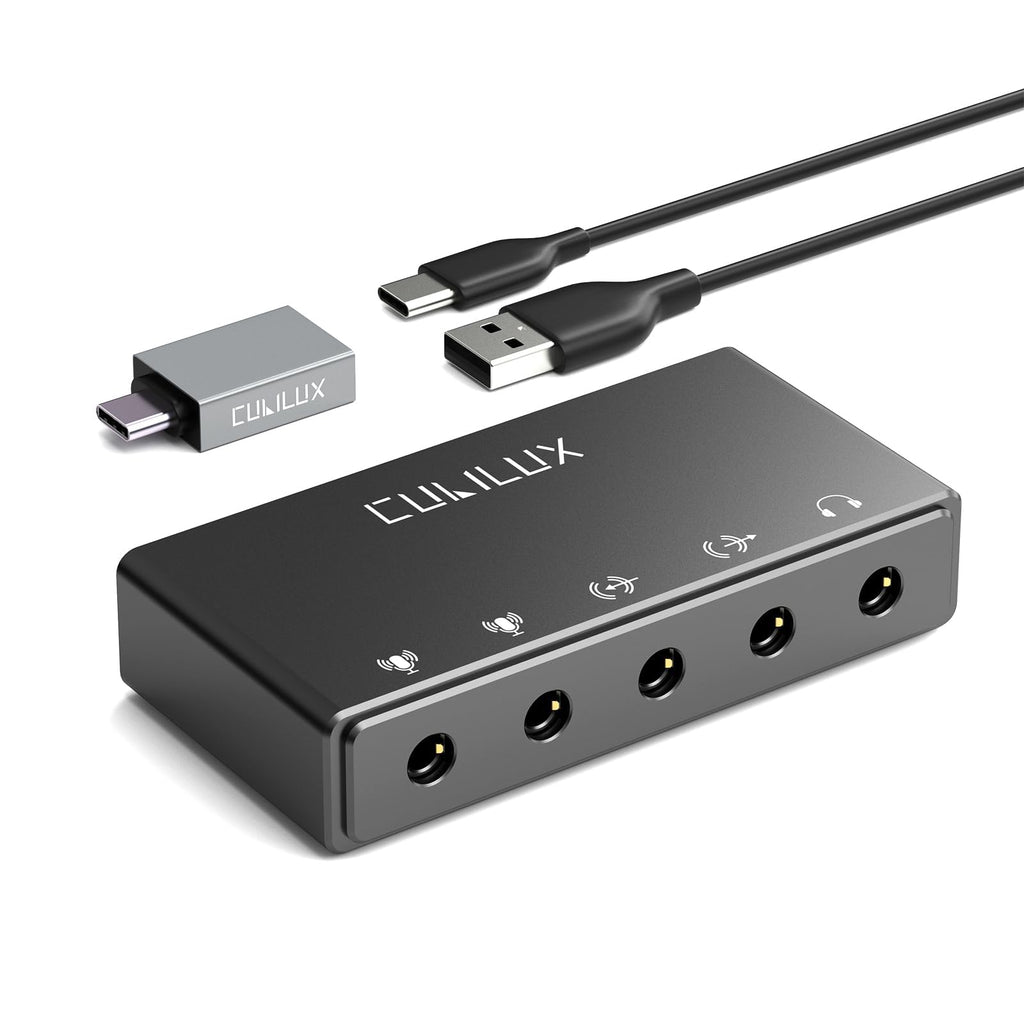 USB Audio Interface with Stereo Microphone Input and Headphone Jack M62614
