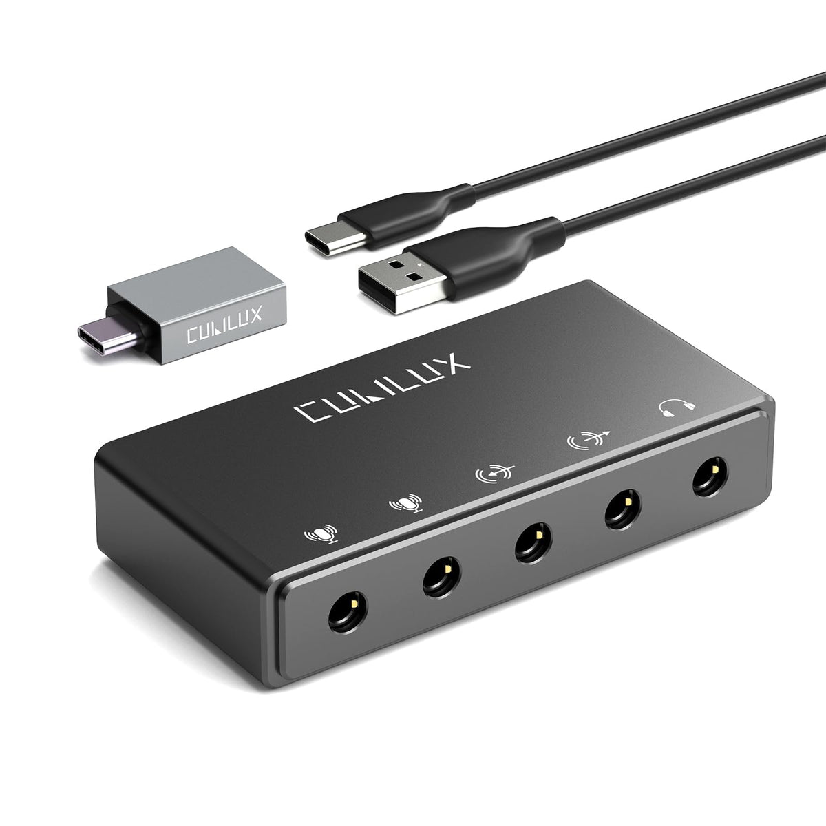 USB Audio Interface with Stereo Microphone Input and Headphone Jack M62614