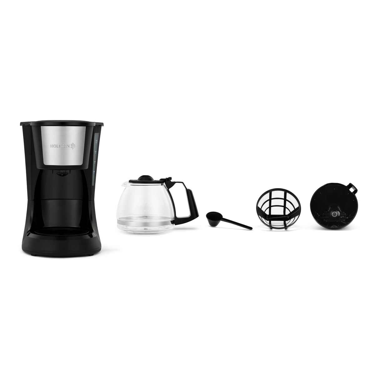 5 Cup Drip Coffee Maker with Glass Carafe Black O53026