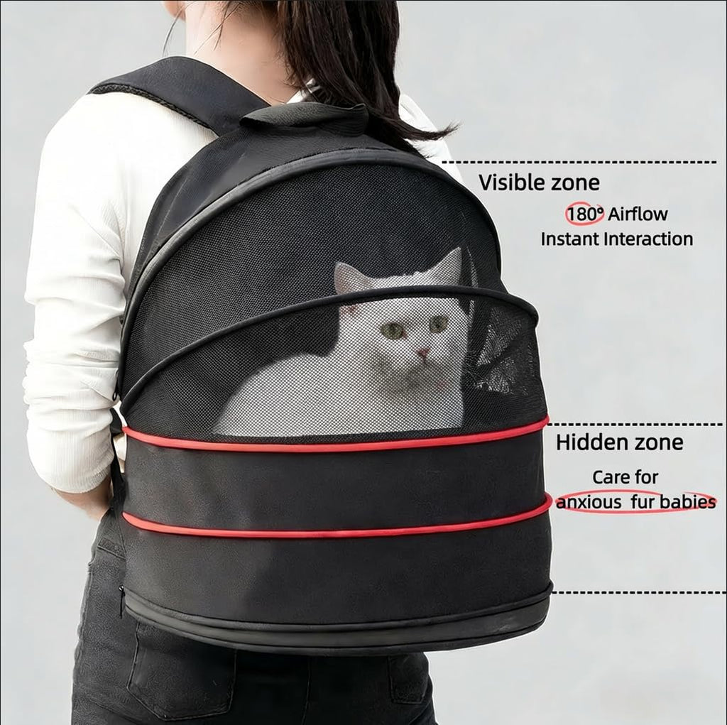 Expandable Dog Backpack Carrier with Breathable Front Opening-Black N6426