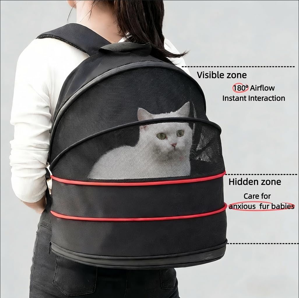 Expandable Dog Backpack Carrier with Breathable Front Opening-Black N6426