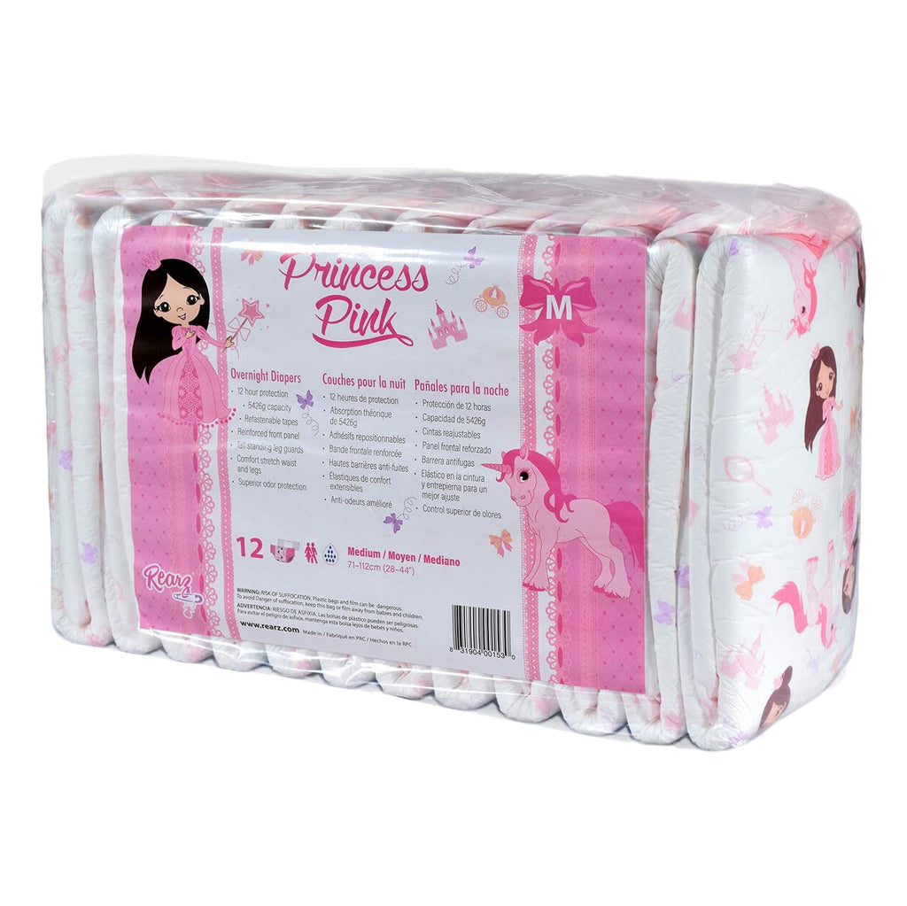 Princess Pink Overnight Adult Diapers 12 Pack Large X21553