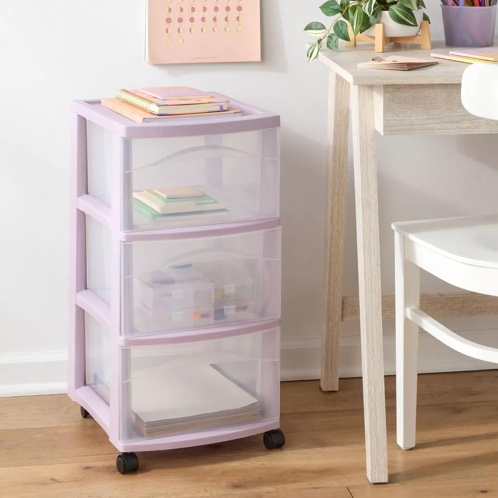 3 Drawer Plastic Storage Cart with Casters E441548