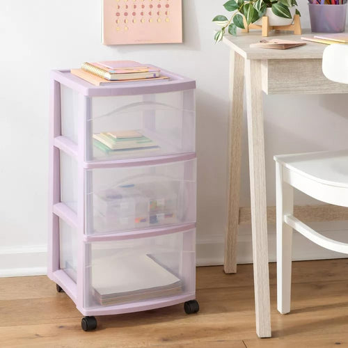 3 Drawer Plastic Storage Cart with Casters E441548