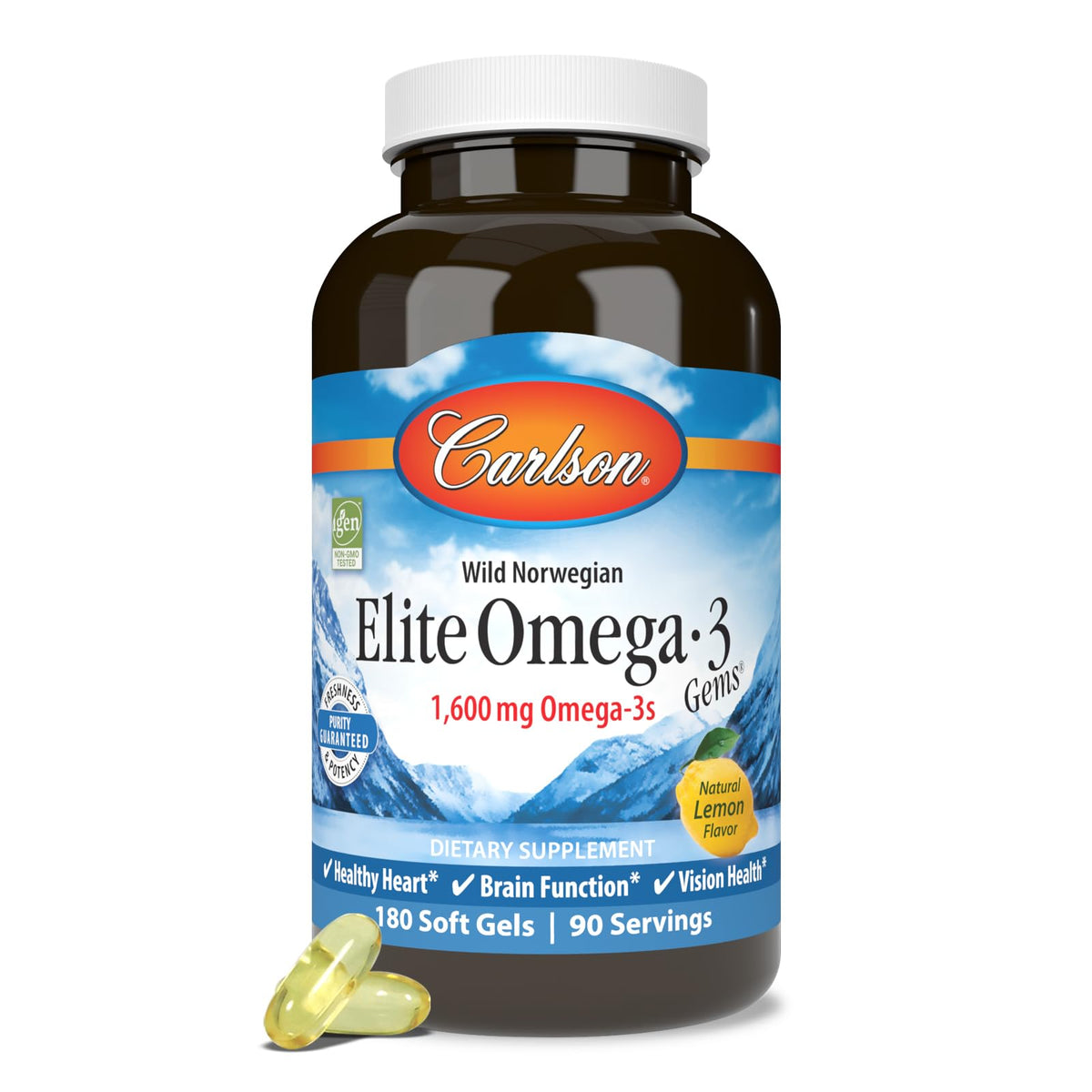 Omega-3 1600 mg Lemon 180 Softgels D37539