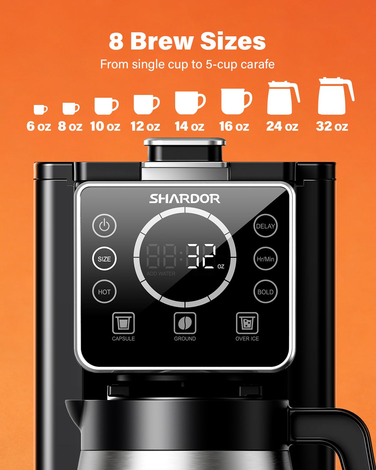 Single Serve Coffee Maker with Thermal Carafe, Matte Black I3444