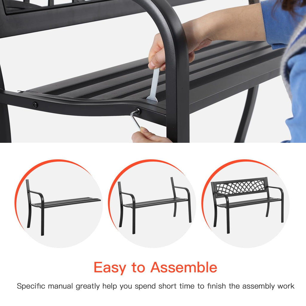 Black Outdoor Garden Bench O353