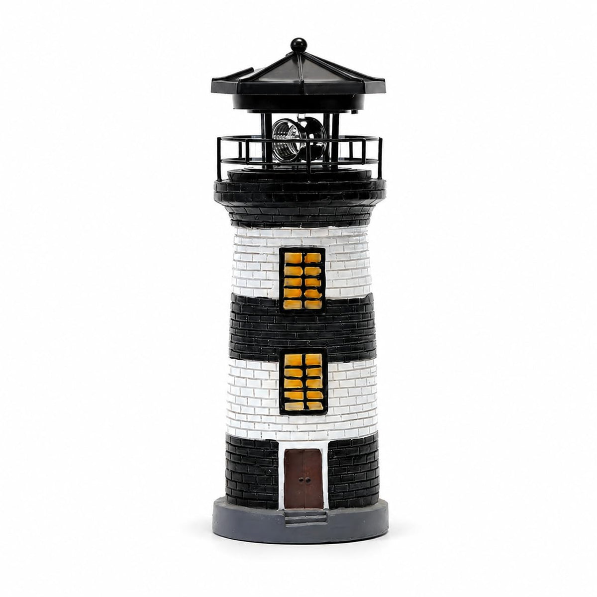 Solar Lighthouse Garden Light, Resin Outdoor Lighthouse Ornament with Rotating LED Beacon Q854318
