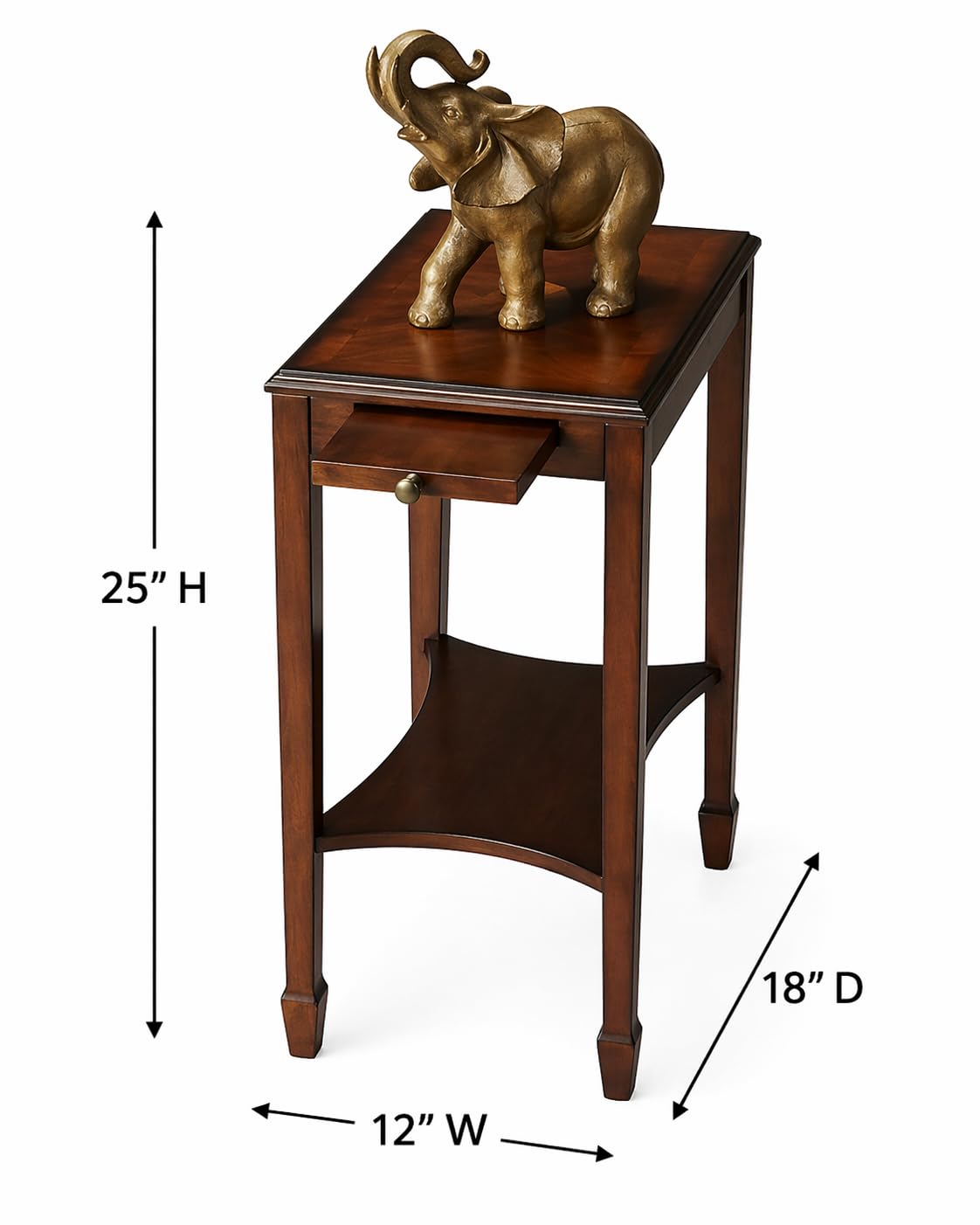 Traditional Rectangular Wood Side Table with Pull-Out Tray Q13922