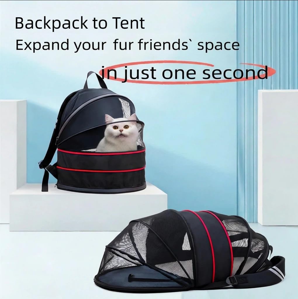 Expandable Dog Backpack Carrier with Breathable Front Opening-Black N6426
