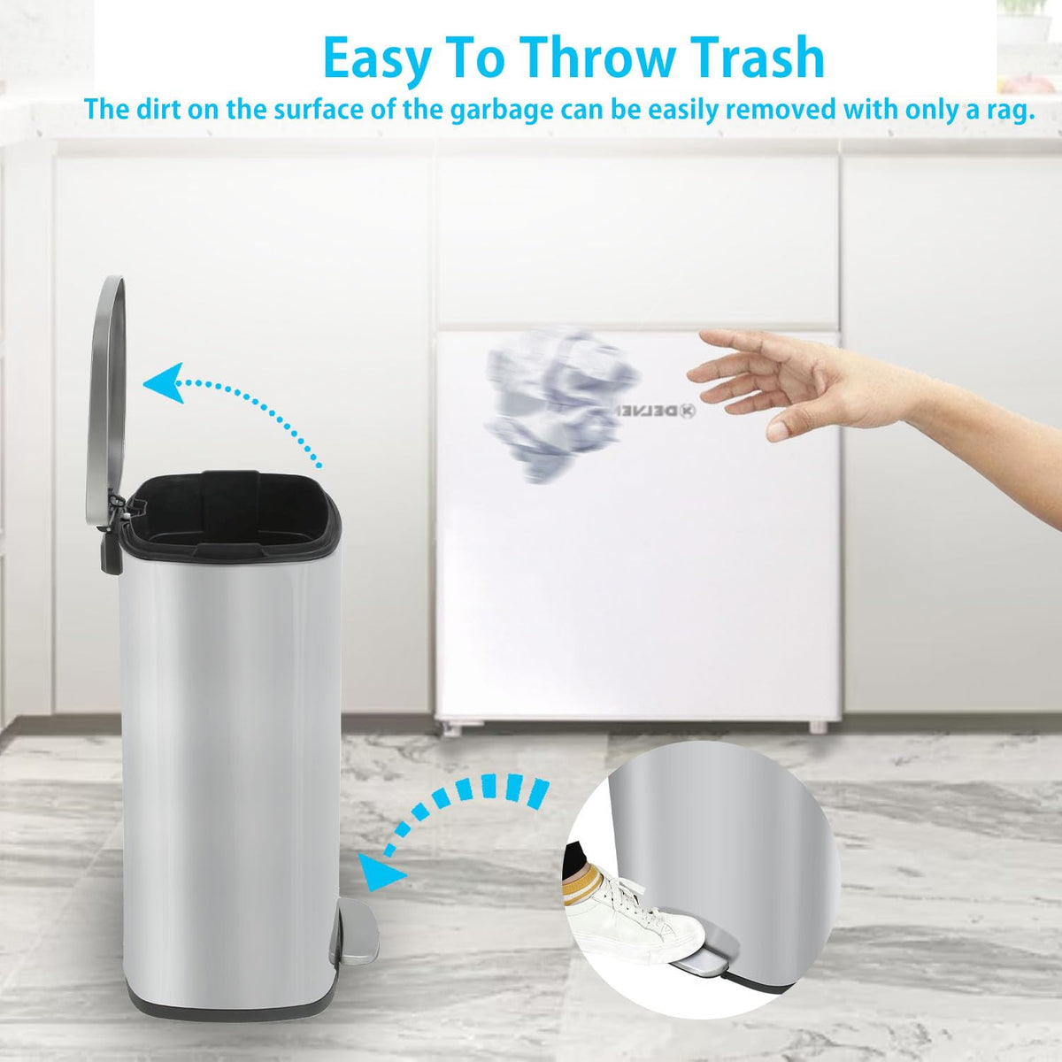 Stainless Steel Trash Can with Lid O216697