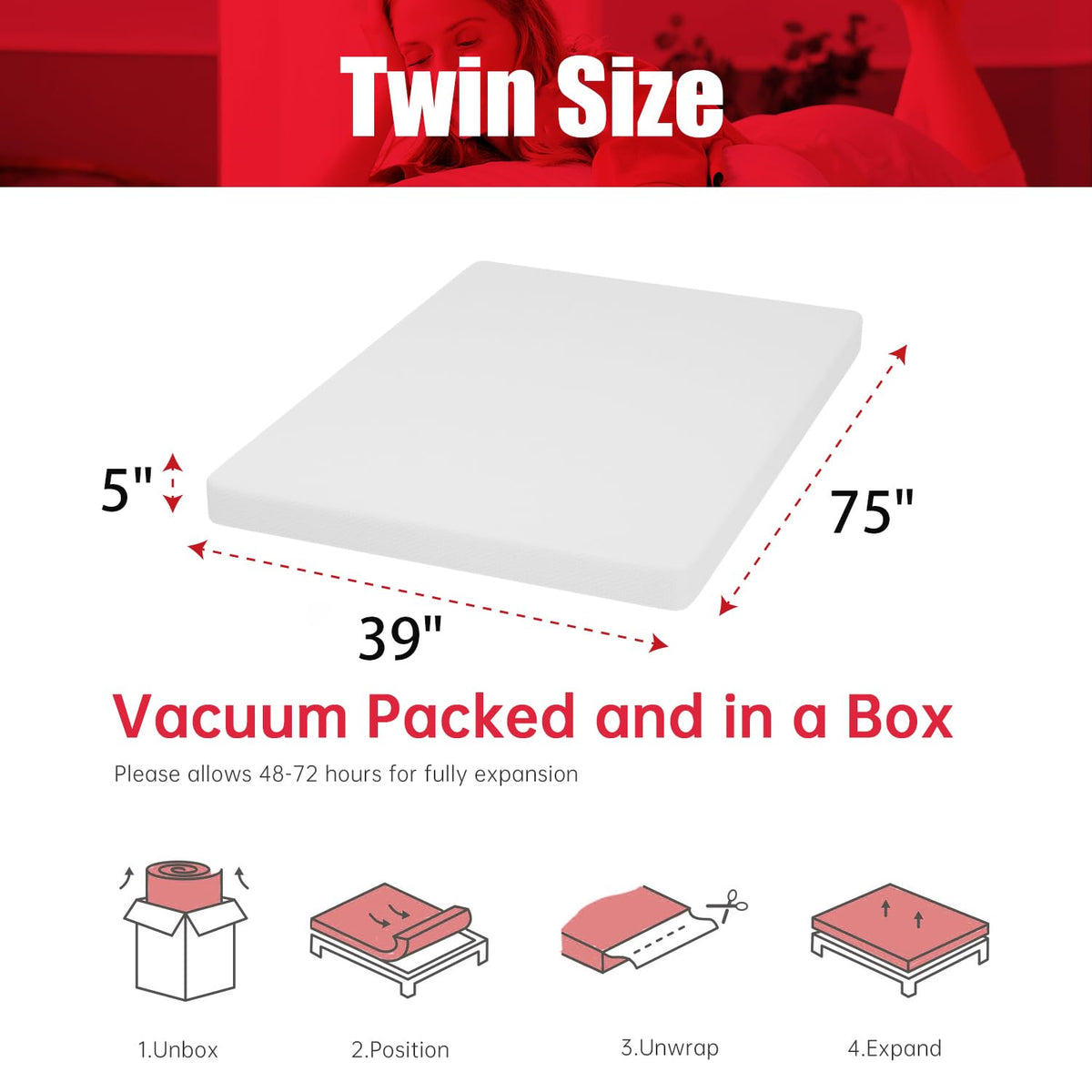 5 Inch Gel Memory Foam Twin Mattress Q171705