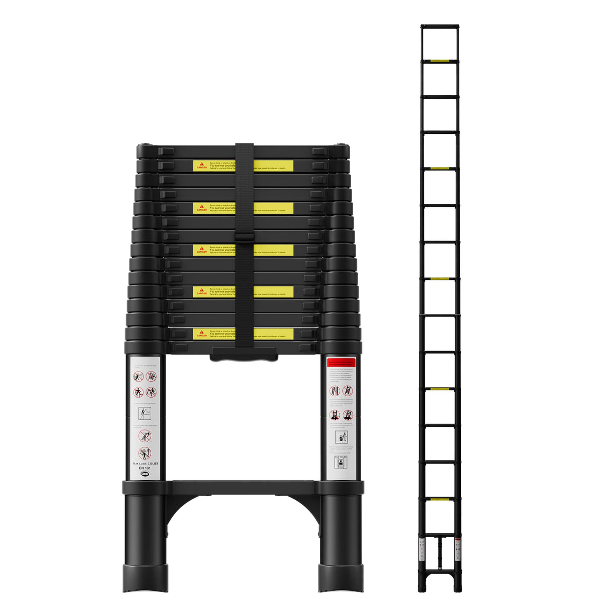 Telescoping Ladder 20.3 FT 330 lbs Capacity Black F49147
