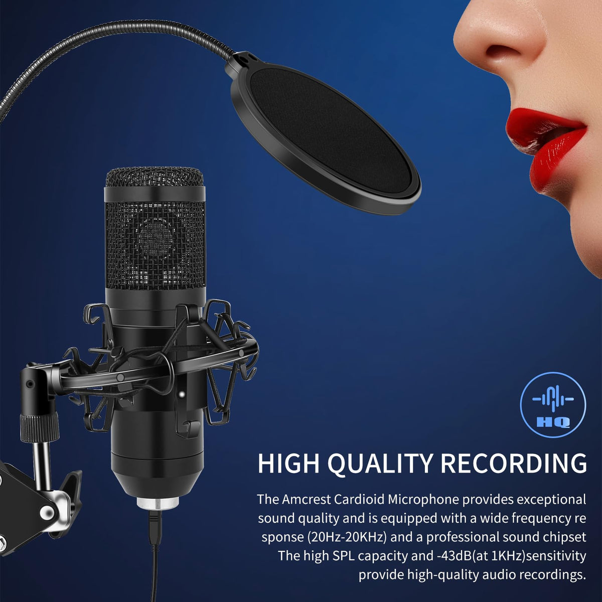 USB Condenser Microphone Kit with Boom Arm Stand W137