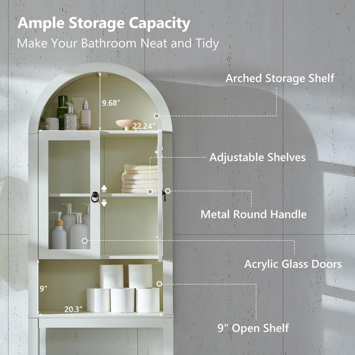 Antique White Over The Toilet Storage Cabinet V53750
