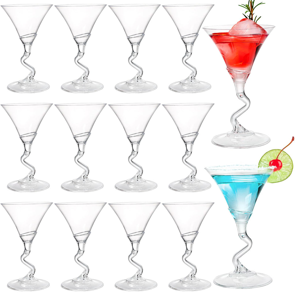 18 Pack 5 Oz Plastic Martini Glasses with Twisted Stem C89840