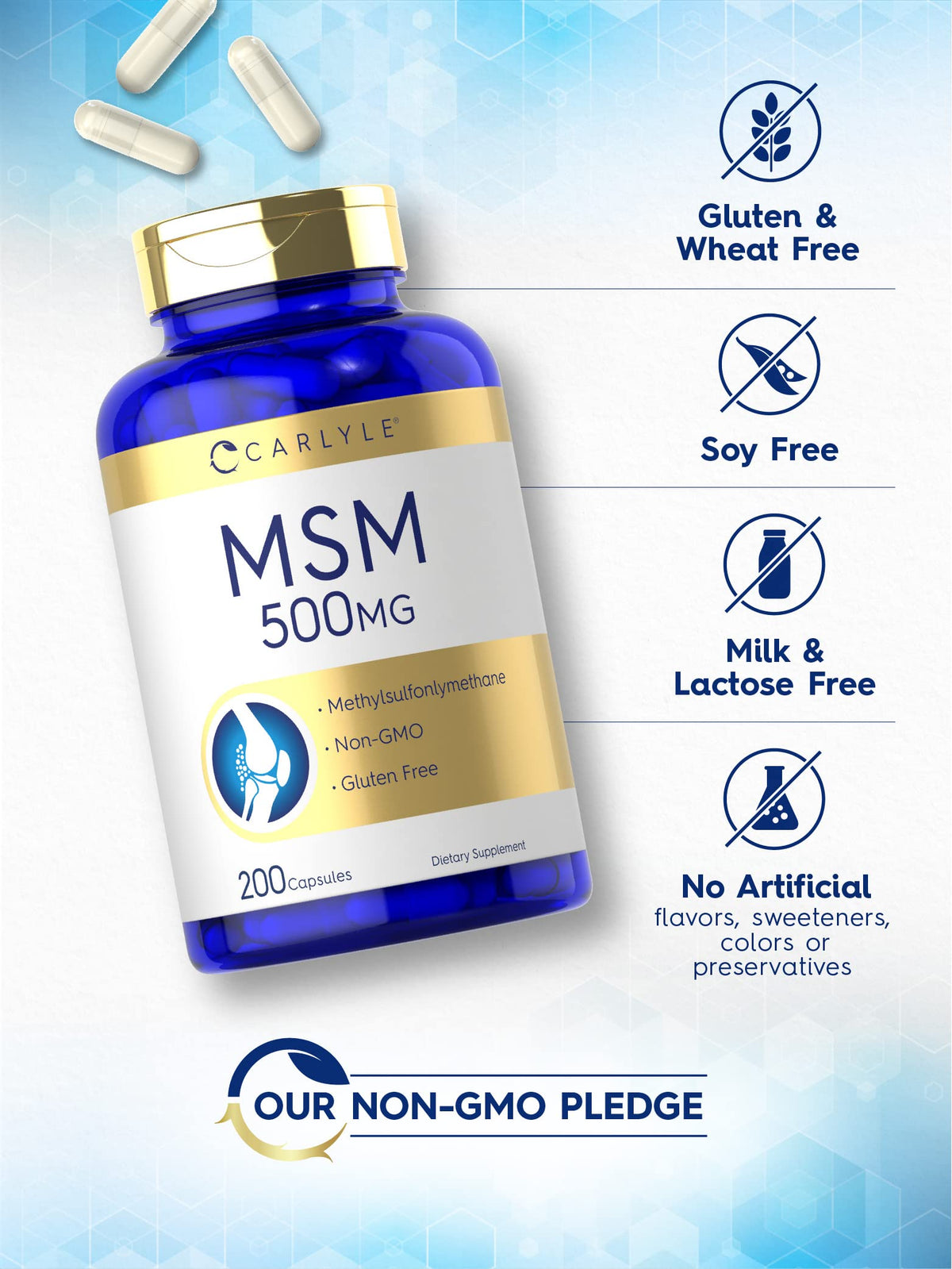 MSM Supplement Capsules 500mg 200 Count Z75696