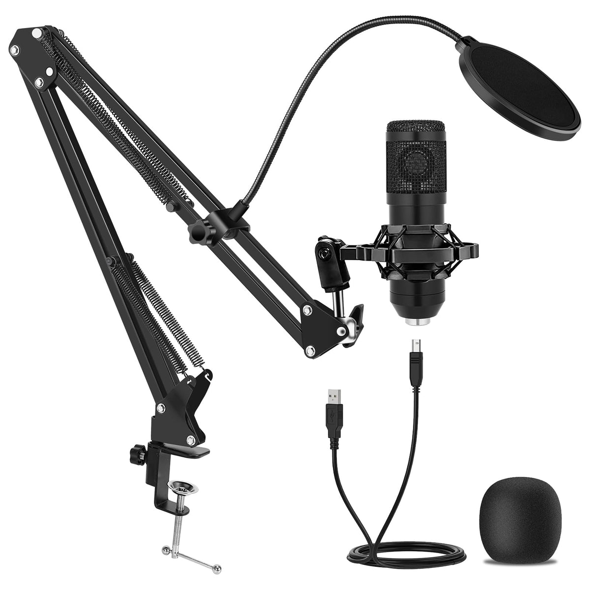 USB Condenser Microphone Kit with Boom Arm Stand W137