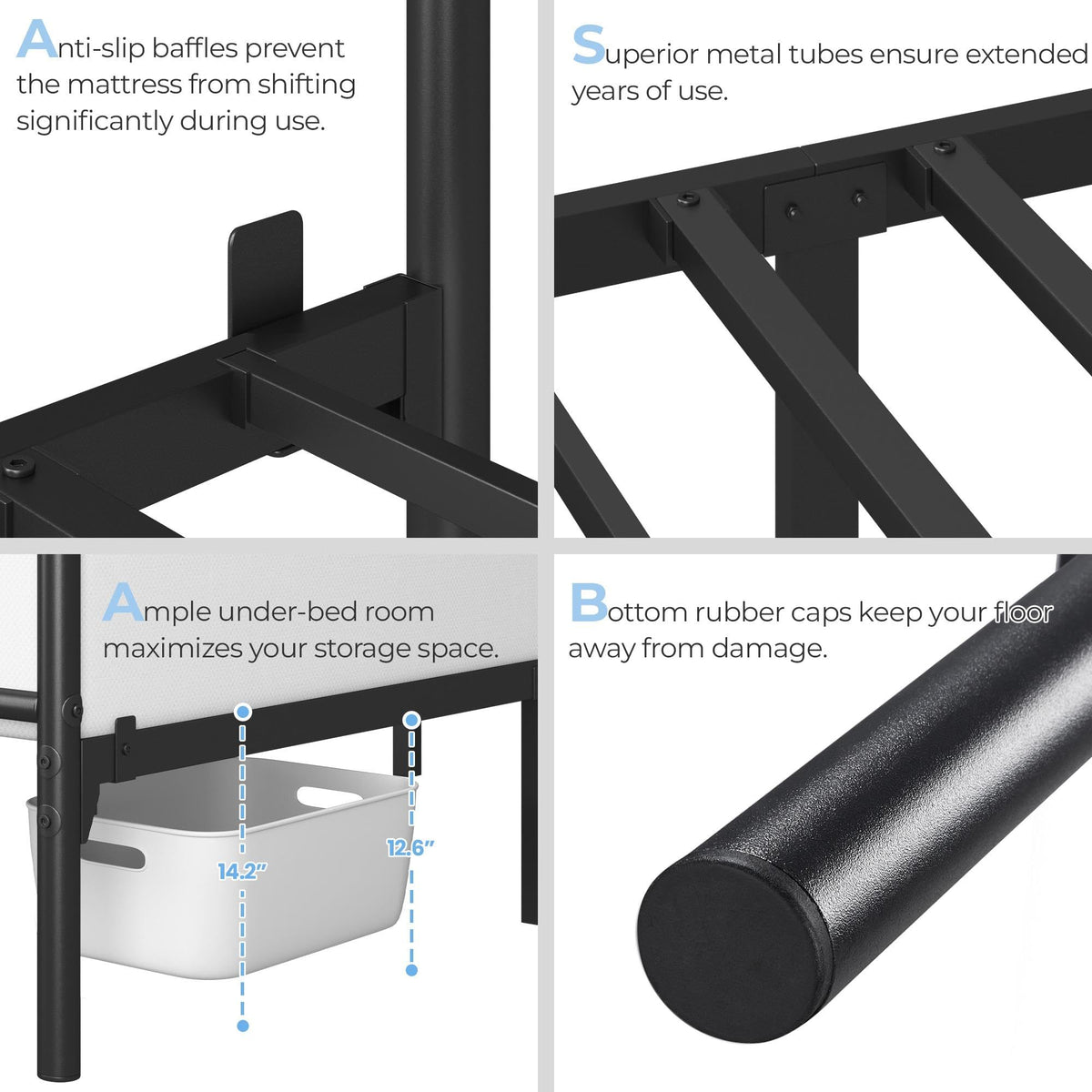 Black Full Metal Platform Bed Frame with Headboard T831532