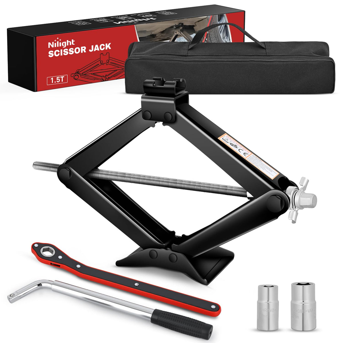 1.5 Ton Scissor Jack with Ratchet Lug Wrench X77574